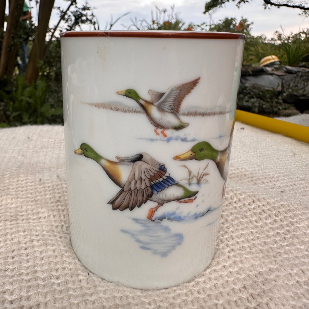 Takahashi San Francisco Mallard Duck Cup Vase Vintage Japan Porcelain Cabincore